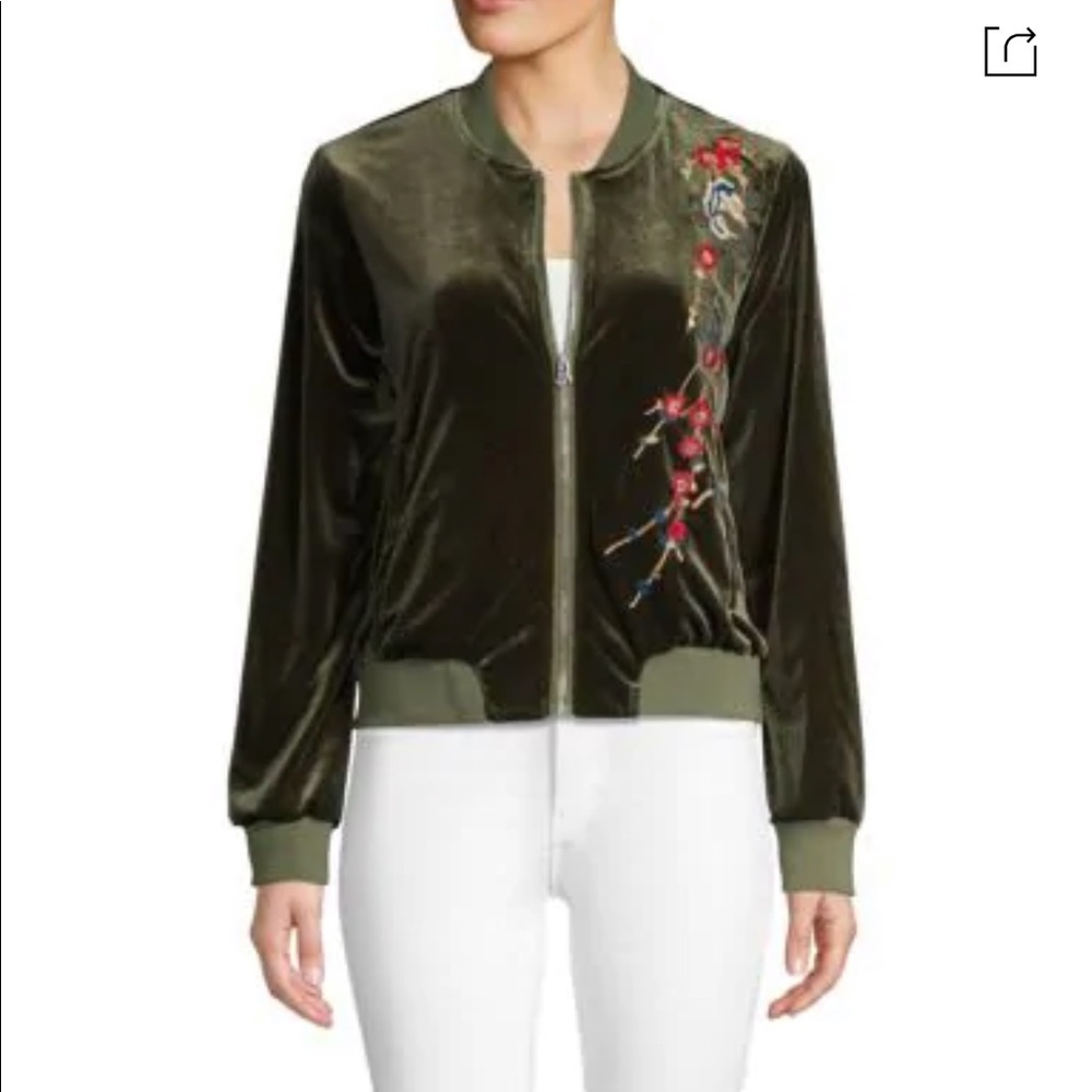 Driftwood Velvet Embroidered Bomber Jacket